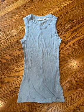 BITE Studios Light Blue Ribbed Cotton Long Tank Top Size XL